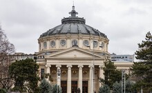 Bucharest, Romania - January 22, 2022: The Romanian Athenaeum George Enescu (Ateneul Roman) Opened In 1888 Is A Concert Hall In The Center Of Bucharest.