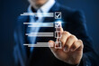 © ProstoSvet - Business productivity checklist and filling survey form online concept. Fast checklist and clipboard task management. Time management