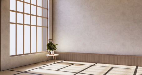 Muji style, Empty wooden room,Cleaning japandi room interior,