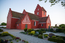 The Red Church Near Raervig And Shelland Odds, Denmark.