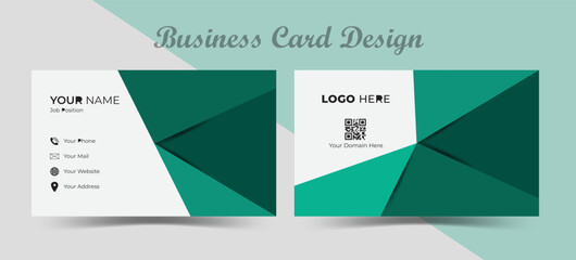 Abstract background business card design. Green shade visiting card mockup.