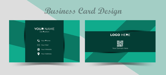 Wall Mural - Cool and modern business card design. Luxury and elegant green business card template with corporate style minimalist print template.
