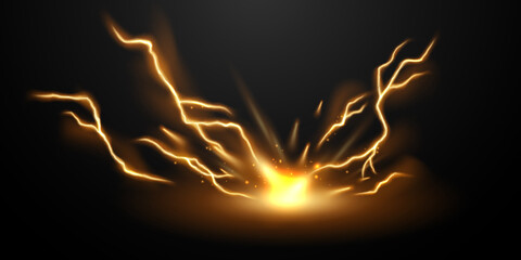 Wall Mural - lightning light effect background realistic flash with lightning electric explosion vector illustrat