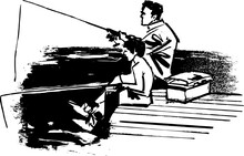 Vector Sketch Father And Son Doing Fishing
