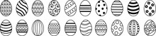 Easter Eggs Collection.Set Of Easter Eggs Simple Line Icons. Vector Icons Of Eggs With Ornament In Flat Design.