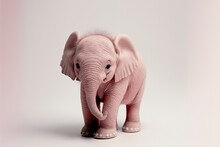 Cute Baby Pink Elephant Isolated On White Background. Ai Generative.