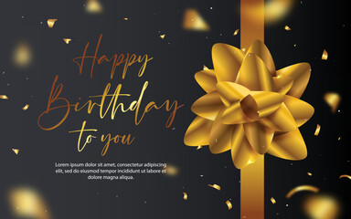 Poster - Happy birthday background with realistic balloon and confetti