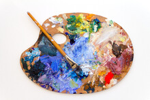 Vibrant Multi-coloured Artists Oil Paint Palette