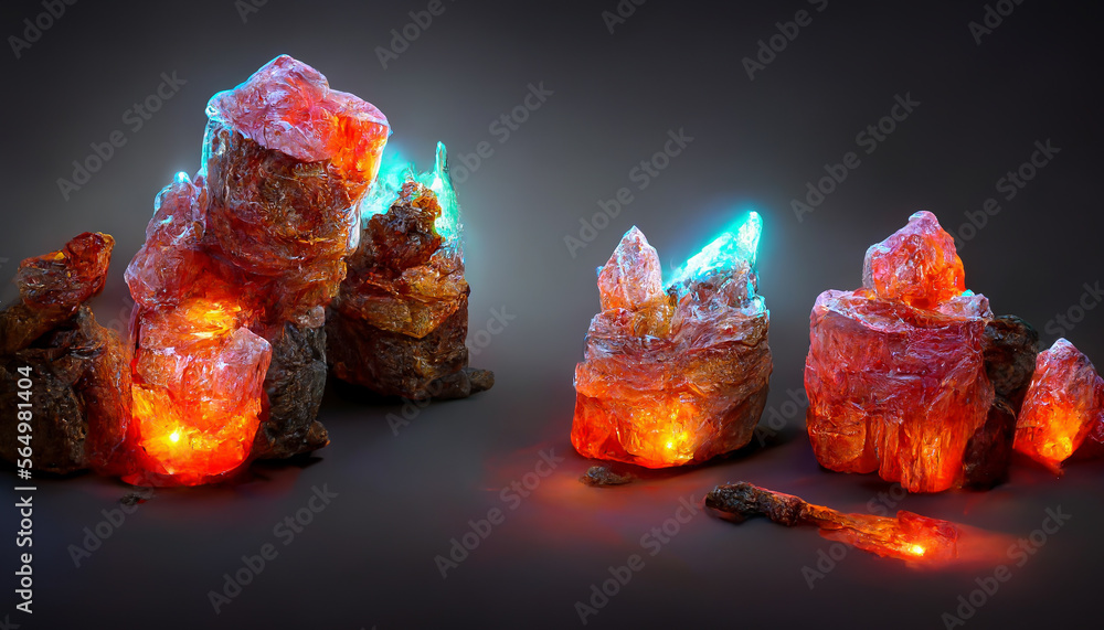 crystal cave dwarves mining glowing gemstone veins with lasers ...