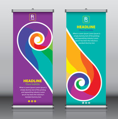 Wall Mural - Roll up banner design template vector, abstract background, modern x-banner, rectangle size