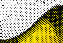 Yellow Black Dots Pattern With Lines, Abstract Background, Generative AI