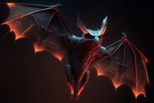 Angry Bat With Red Eyes On Dark Background
