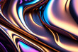Chrome metallic dreamy holographic background pattern, trendy iridescent rainbow unicorn texture, cyberpunk abstract swirl 