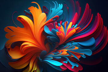 Abstract bright and vivid colours explosion background.  
Digitally generated AI image