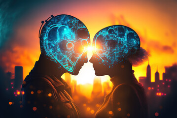 Wall Mural - Warm Connection of Hearts Generative AI