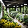 An indoor plant nursery.
