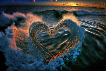 Wall Mural - Love at the Heart of the Sea Generative AI
