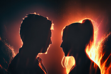 Wall Mural - Spark Between a Man and a Woman Generative AI