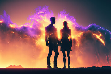 Wall Mural - Spark Between a Man and a Woman Generative AI