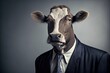Cow in a Business Suit Achieving Professional Greatness. Generative AI
