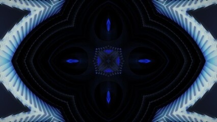 Wall Mural - blues in black kaleidoscope visuals - animation