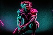 © dasom - american football player posing with ball, ai generated