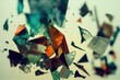 Shattering glass with shards, explosion close-up, abstract background. Generative AI