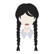 Illustration of a girl with black braids in silhouette style.