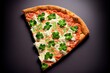 green decorated slice of pizza for st patricks day, promotion for restaurant, delicious, food, generative ai