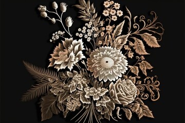 Wall Mural - Bouquet of flowers still life illustration for decoration or print generative ai