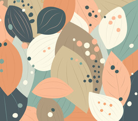Wall Mural - background in flat style with leaf pattern, vector