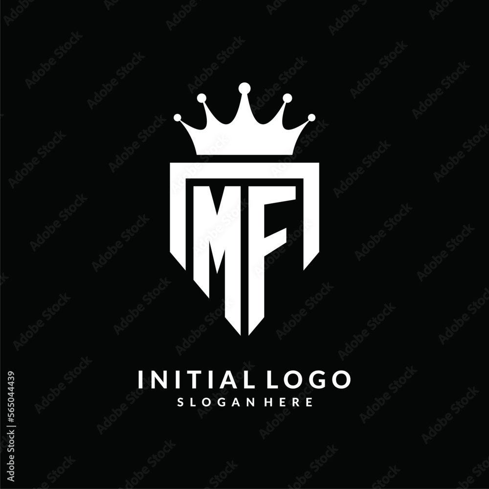 Letter MF logo monogram emblem style with crown shape design template ...