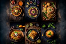 Vegetarian And Various Vegan Dishes. Generative AI