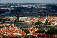View Over Charles Bridge And Stare Mesto From Petrin Hill, Prague, Czech Republic.