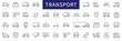 Transport thin line icons set. Vehicle icons. Transport editable stroke icons collection. Transport types. Vector illustration