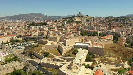 Wall Mural - Aerial view of Vieux Port of Marseille in France