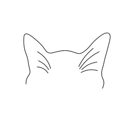 Wall Mural - Vector isolated cat kitten top of the head with ears colorless black and white contour line easy drawing