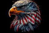 Fototapeta  - Eagle head with American flag pattern independence day veterans day 4th of July