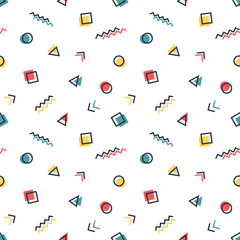 Abstract background of geometric shapes Memphis style. Vector seamless pattern with colorful colors. ready to use for textile, cloth, wrap and other.