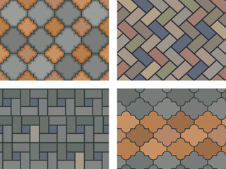 Wall Mural - Floor tiles set. Decorative geometric color patterns