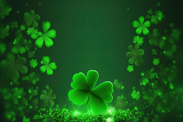 Aufkleber - St Patrick's Day Lucky Charm Shamrock Irish abstract green bokeh background for happy st patrick's day celebration background design