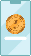 Poster - coin dollar in smartphone