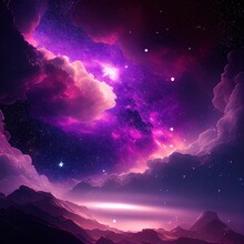 Beautiful Sky With Purple Stars Ultra Realistic Image Generative AI