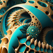 Turquoise And Gold Fractal