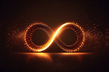 glowing neon infinity symbol in the night. Generative AI