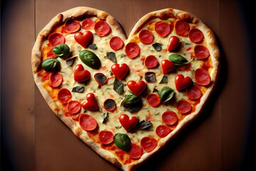 Wall Mural - Heart shaped pizza. Generative AI