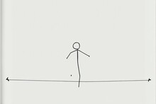 A Stick Figure Balancing On A Line So As Not To Fall To Their Imminent Doom.