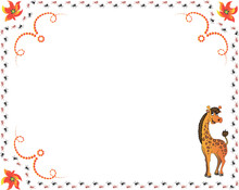 Greeting Card Frame Illustration For Kids With Giraffe And Ants