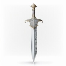 Ornate Magical Broadsword Weapon Blade Isolated On A White Background, Generative Ai