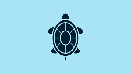 Sticker - Blue Turtle icon isolated on blue background. 4K Video motion graphic animation